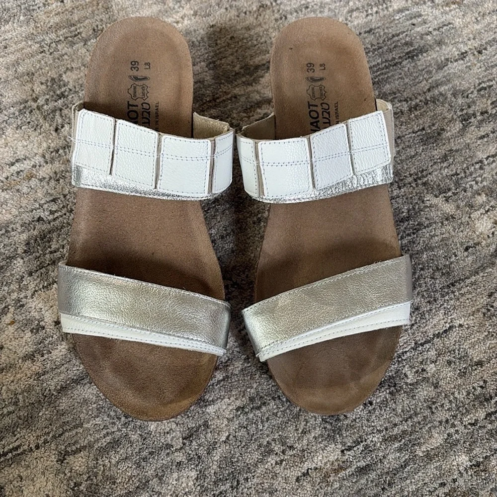 NAOT Silver White low Wedge Shoes with Comfort Design - slide on - 39 (US8) - Picture 2 of 7